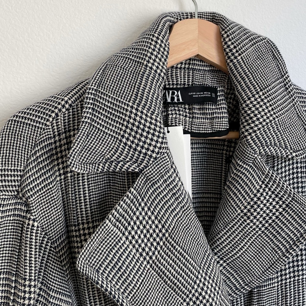 ZARA QUILTED CHECKERED LONG SLEEVE JACKET - Picture 10 of 12